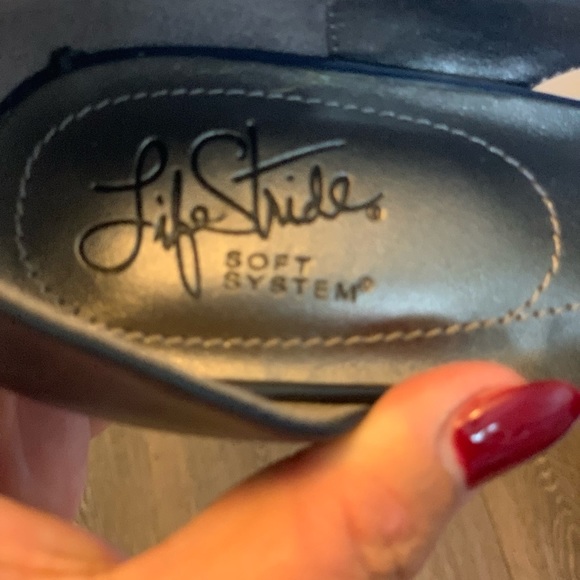 Lifestride navy leather sandal heels size 11W - Picture 6 of 6